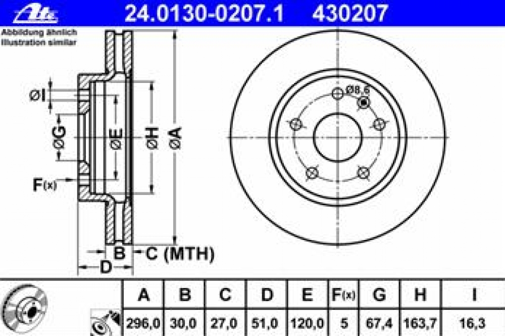 Set discuri frana fata Insignia 296mm ATE